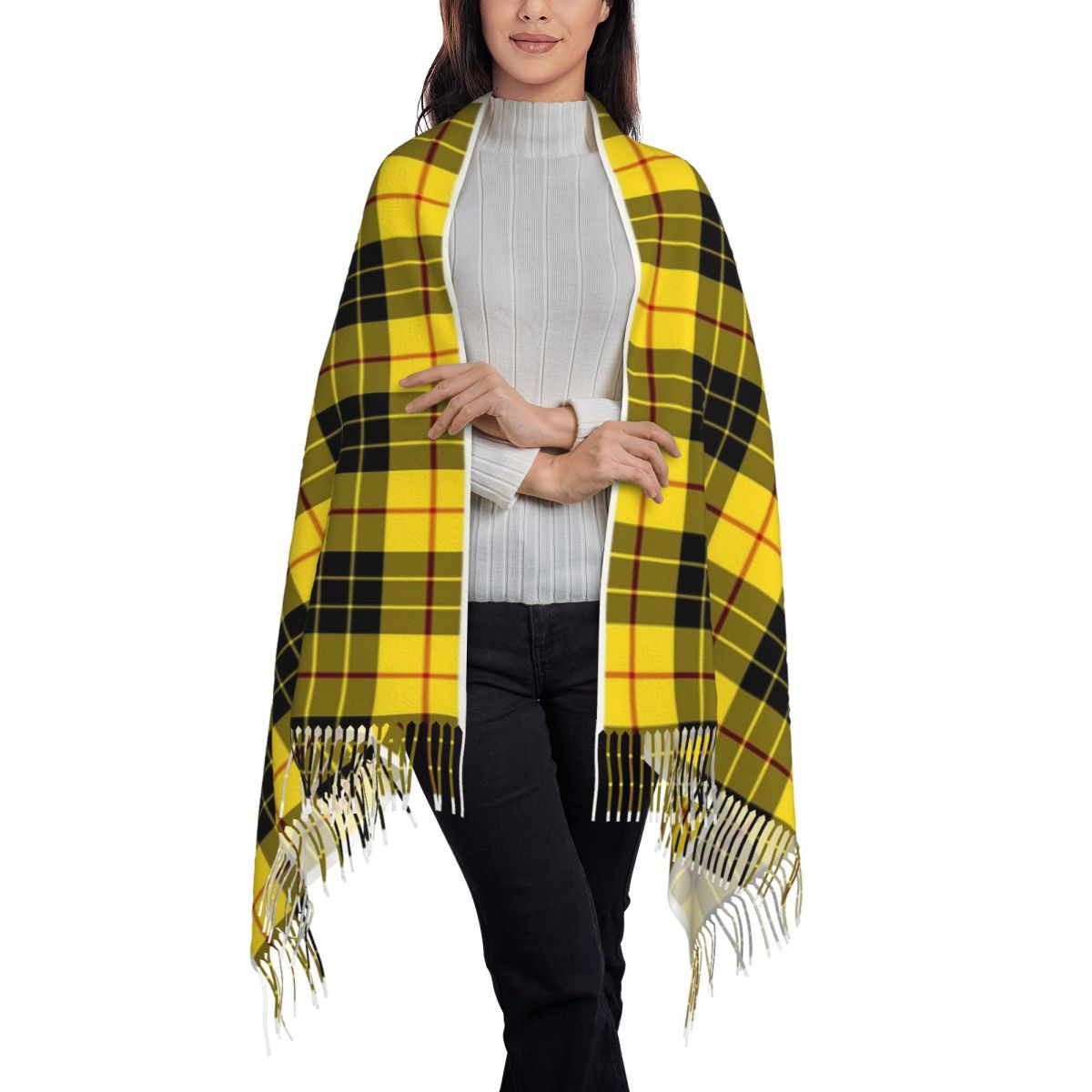 Bufanda de tartán MacLeod de Clan para mujer, bufandas de borla, chales suaves y cálidos, chal grande, envoltura de otoño e invierno