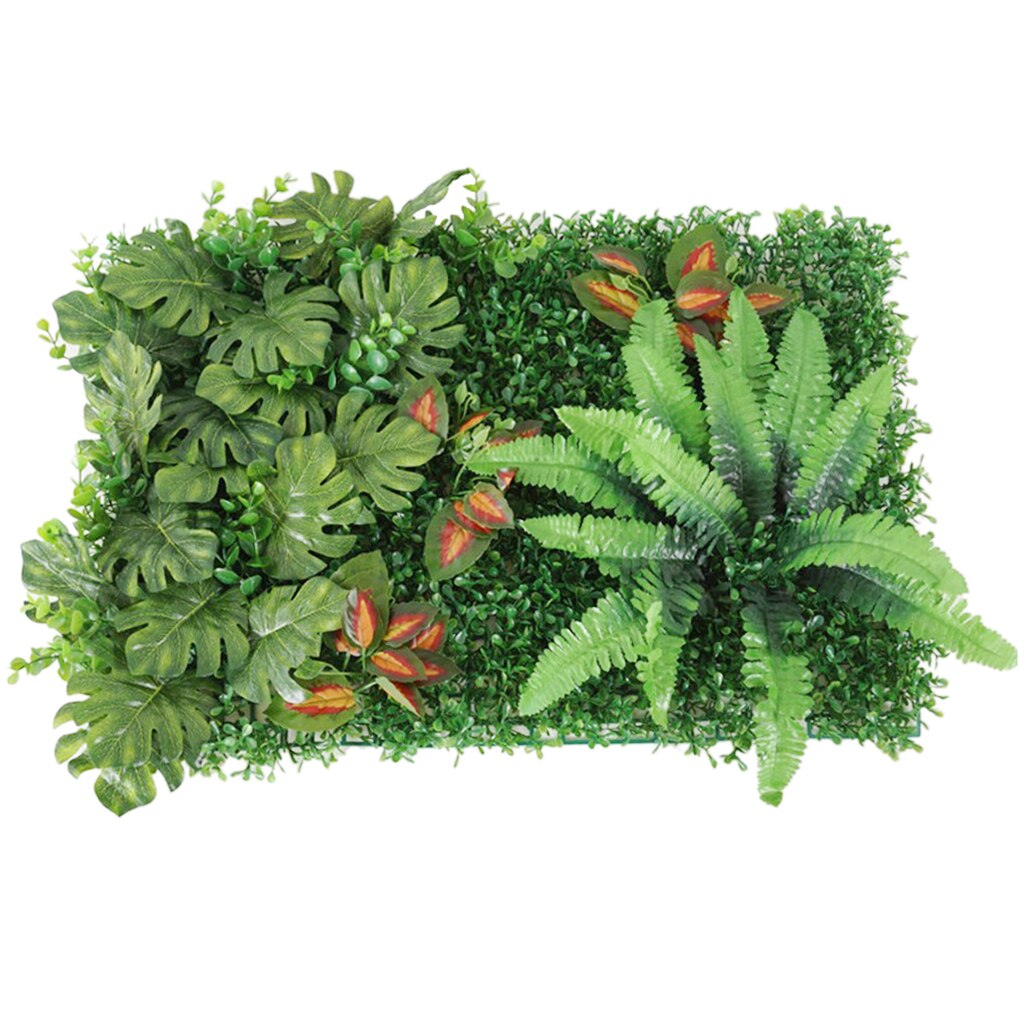 Artificial Plastic Green Flower Plants Wall Simulation Plants Hedge Garden: Green B
