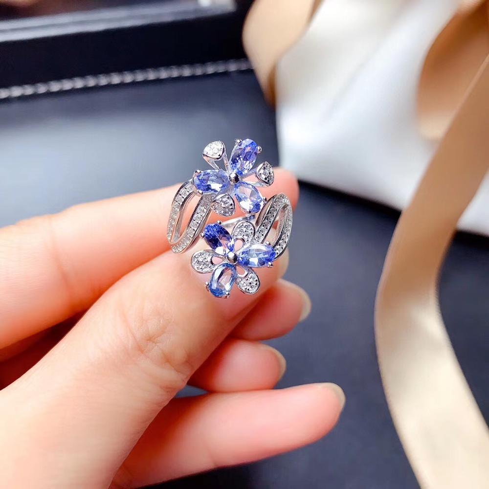 Natuurlijke Tanzanite Ring, S925 Zilver Wit Gouden Ring, Luxe Sieraden Lady Voorstel Ring