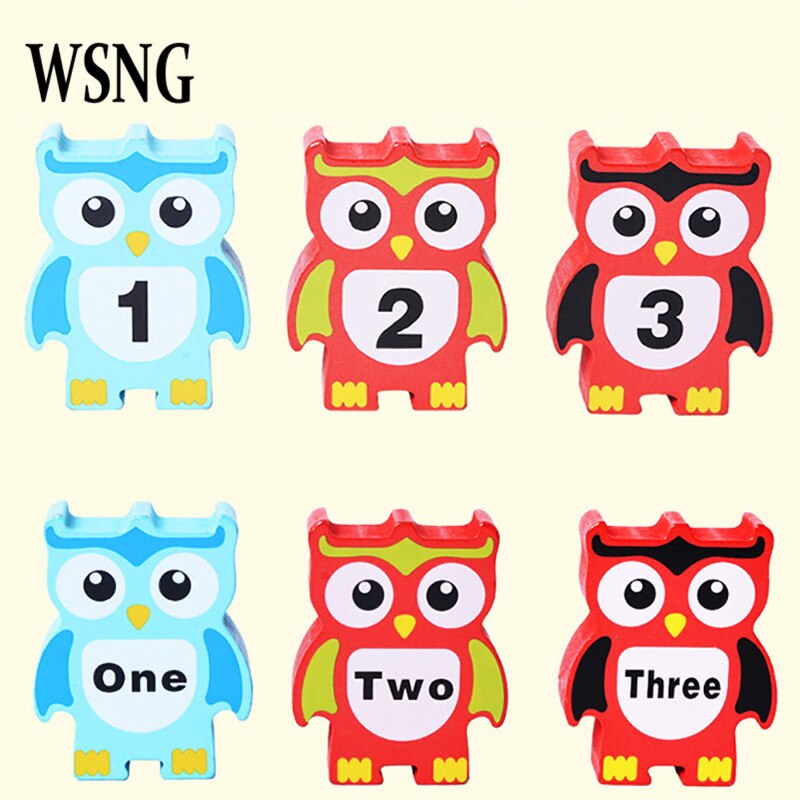 Wsng cartoon uil baby educatief stapelspeelgoed evenwichtsvaardigheidstraining stapeltorenspel baby & peuter vroeg leren speelgoed