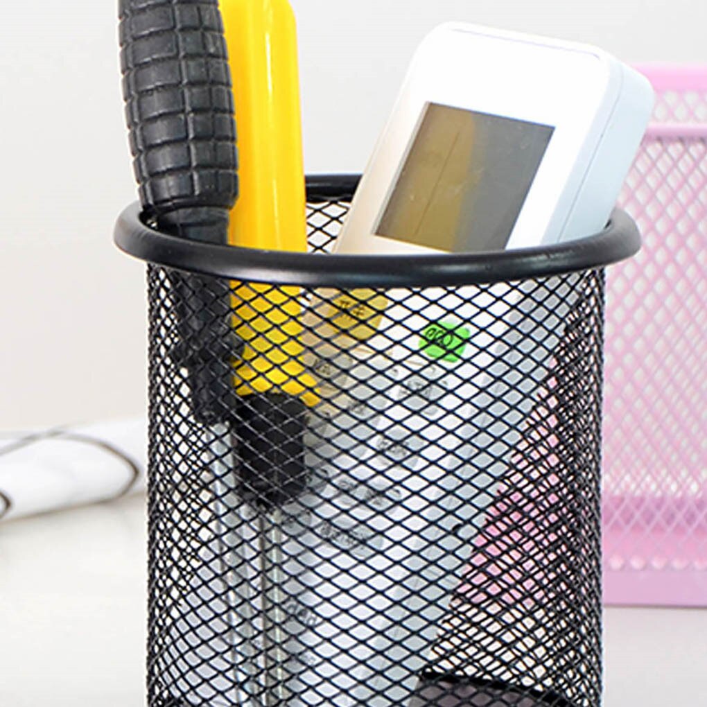 Pencil Holder Round Pencil Container Iron Pen Pot Anti-slip Desktop for Home Office School Stationery Storage