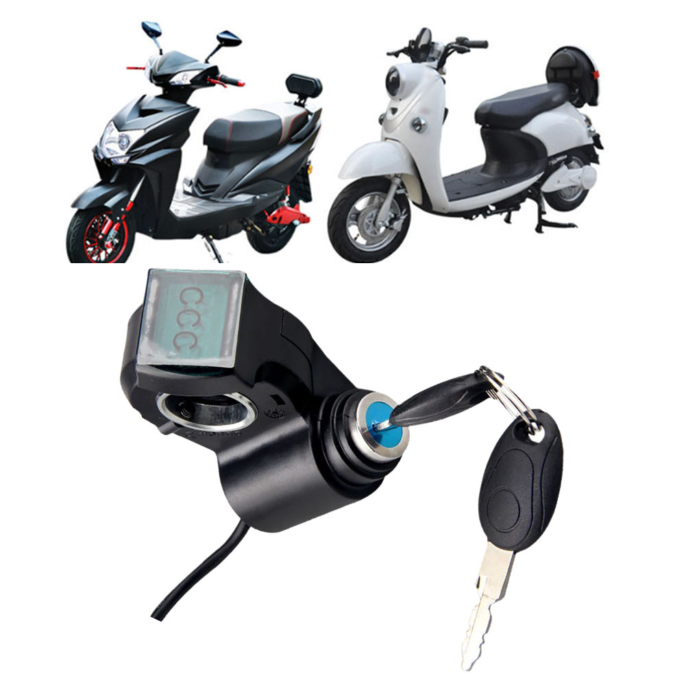 E-bike Power Switch Lock Display Thumb Throttle With Key 12V-84V Electric Scooter Handlebars Ignition Switch Key Power Lock