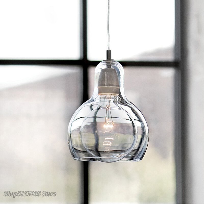Nordiska led glas taklampor modern matsal klar bärnsten taklampor kalebass hängande lampor heminredning belysningsarmaturer
