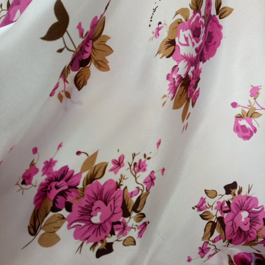 Handmade Floral Satin Fabric Soft Satin Material DIY Lining craft Tilda doll glossy Polyester Charmeuse Fabric