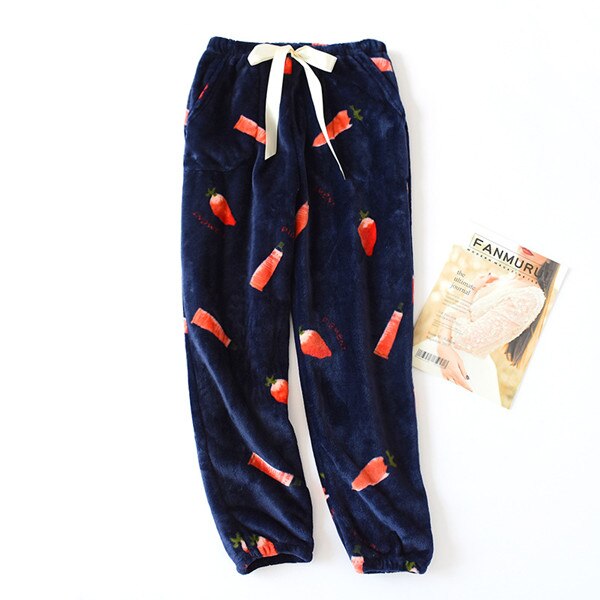 Sovbyxor hembyxor vinter tjocka pyjamas dam& #39 ;s byxor lounge wear pyjamasbyxor kvinnor nattbyxor fdfklak: Skriv ut 5 / M