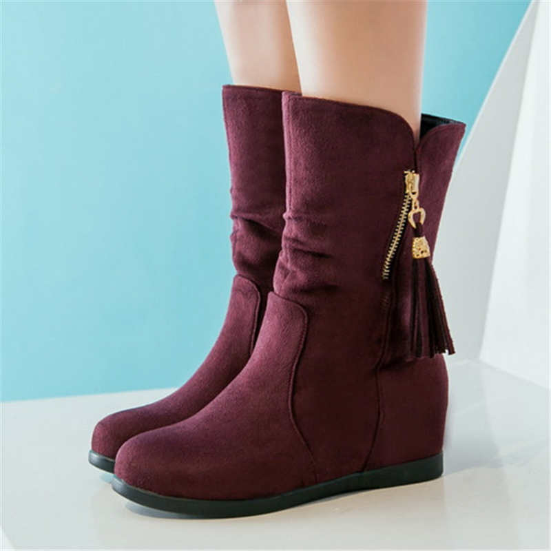 Odetina Vrouwen Faux Suede Zip Up Pull On Winter Enkellaars Dames Retro Verborgen Mid Hak Geplooide Ronde Neus slouch Laarzen: Rood / 4.5