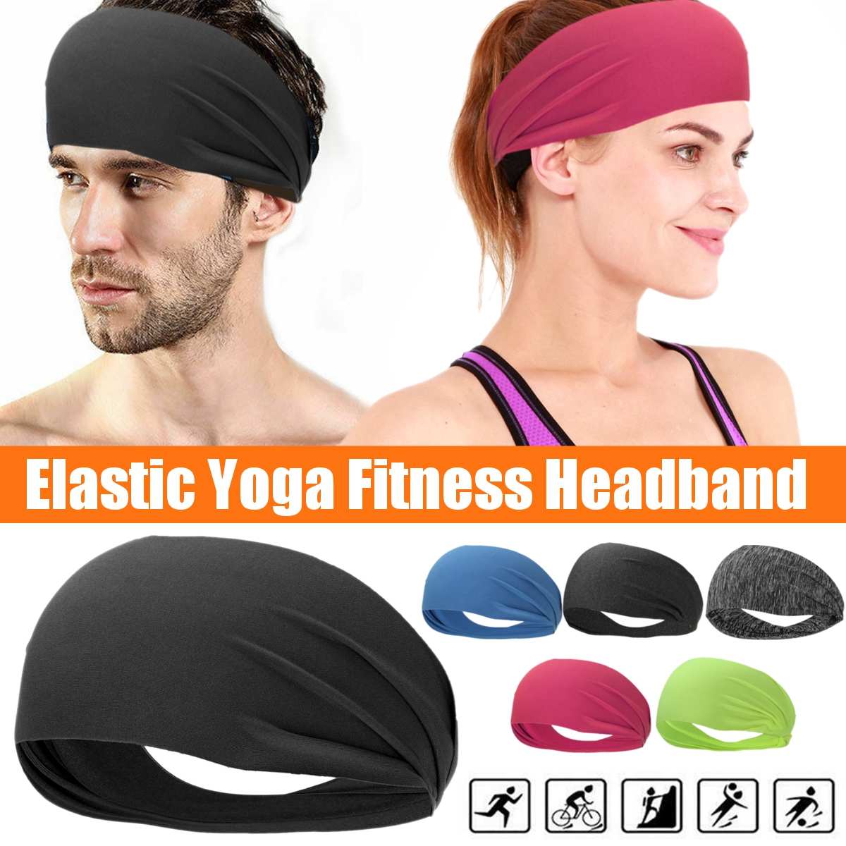 Mode Unisex Effen Kleur Hoofdband Haar Elastiekjes Voor Mannen Vrouwen Stretch Outdoor Fitness Hoofd Bands Haarband Voor Sport