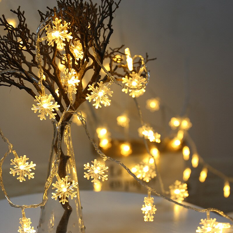 Merry Christmas 1.5M Colorful LED Snowflaker LED Garland String Lights Battery Powered Year Fairy Lights Garlands