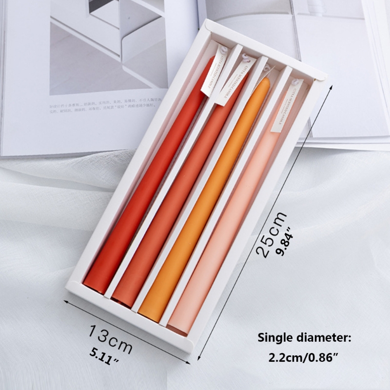 4pcs Elegent Taper Candles 9.8inch Tall Burning Smokeless Dinner Candles Wedding 37MF