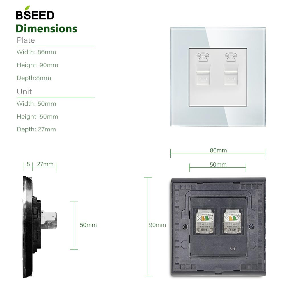 BSEED Double Wall Cat5 Socket Doppelt Telphone Power Outlet Socket