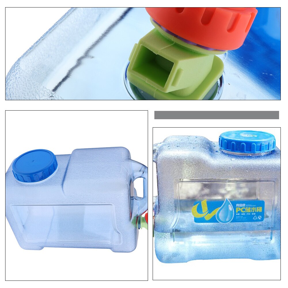 12L Drinking Water Storage Container Portable Water Bucket Water Carrier Jug with Tap Survival Hiking BBQ Self-Driving Tour