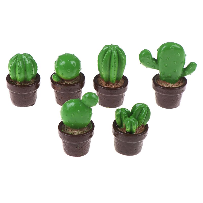 5Pcs Leuke Simulatie Ingemaakte Mini Groene Boom Ingemaakte Cactus Vetplanten Groene Plant In Pot Poppenhuis Voor 1:12 Dollhouse miniatuur