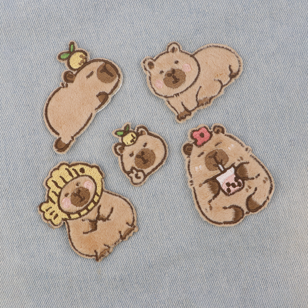 Parche bordado de capibara bonito, parches para planchar con animales de dibujos animados para ropa, parches adhesivos para ropa, insignias para coser DIY