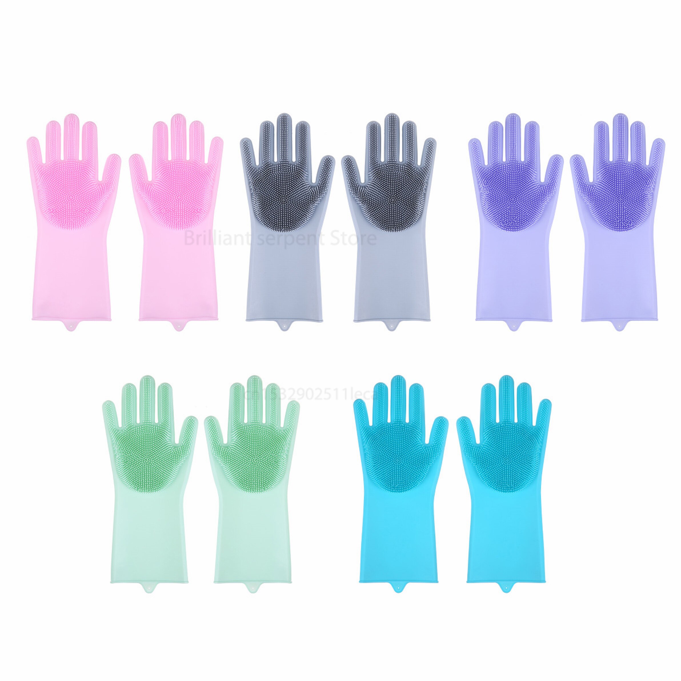 Esponja de silicona mágica para lavar platos, goma para fregar platos, guantes de lavado, limpieza de cocina para el hogar, 1 par: Random  1 pair