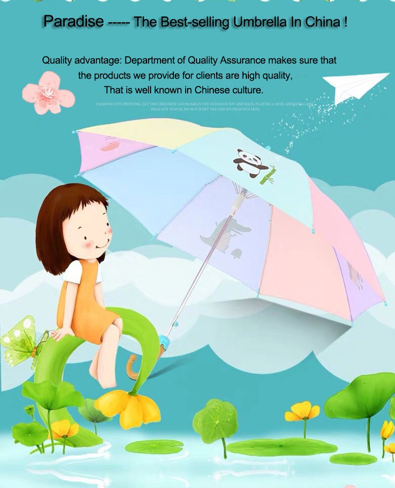 Børn paraply børn tegneserie langt håndtag regn paraply dyr udskrive søde paraply til dreng pige solbeskyttelse barns værktøj