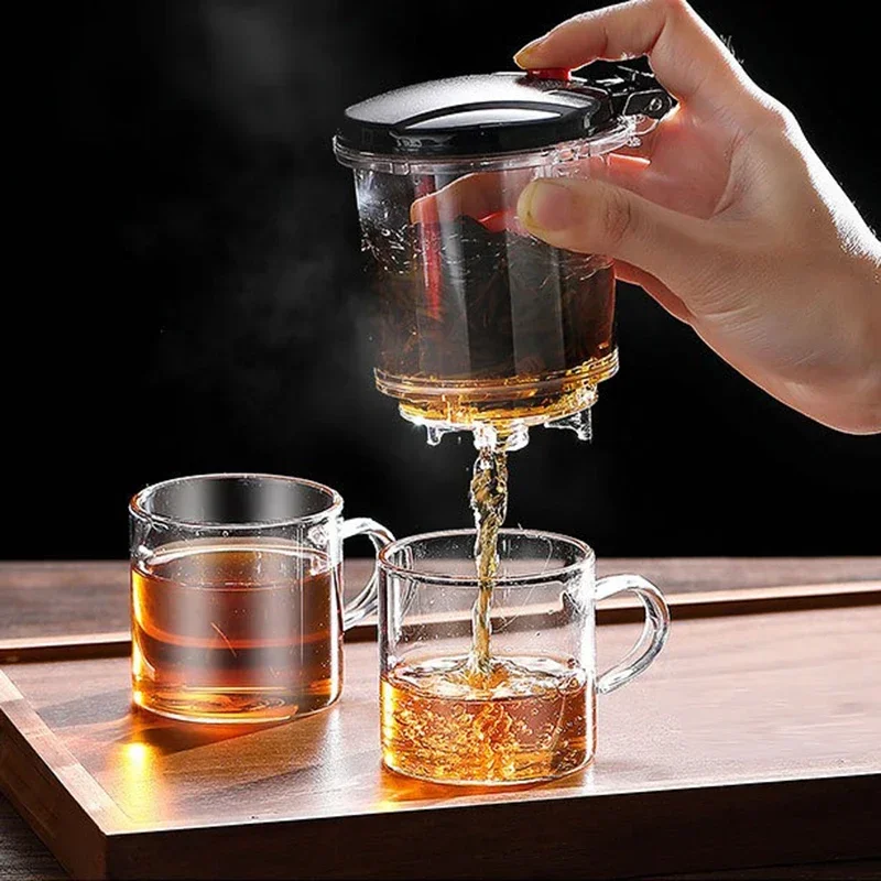 Bule de vidro 500ml-1800ml, prensa para filtrar chá, separador de água, filtro de escritório doméstico, máquina de chá kung fu, utensílios de chá, presentes de feriado