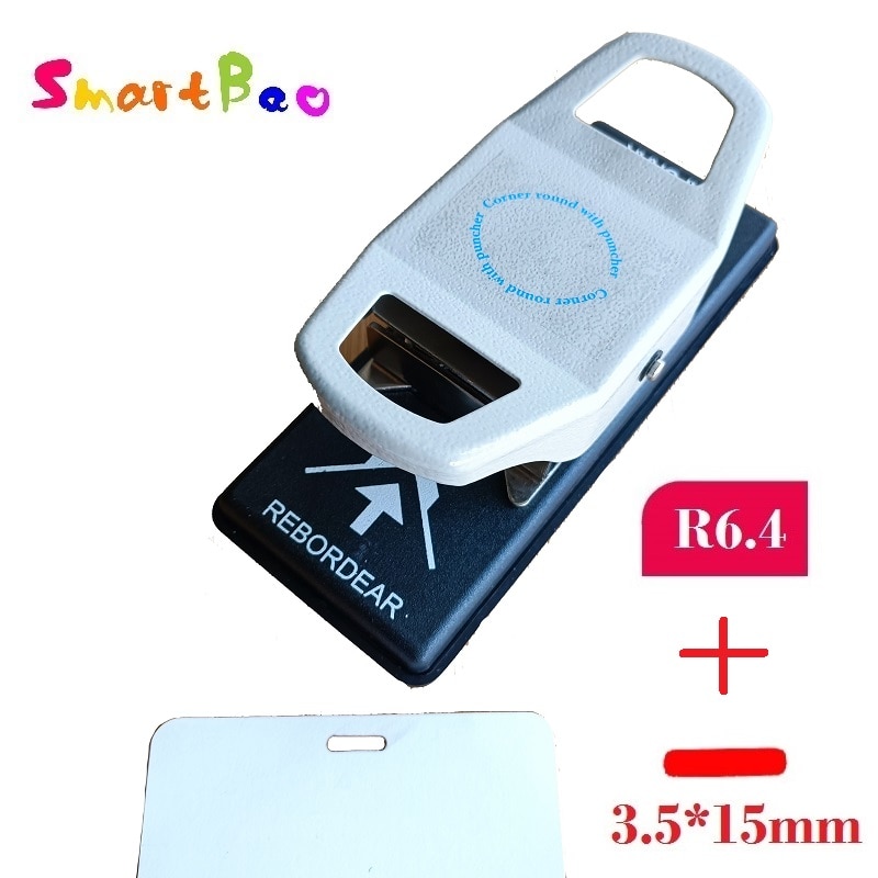 3.5X15mm Gat Punch en R6.4 Hoek Punch voor PVC Kaart, Foto, Papier; 2 in 1 Punch Cutter Papier Stoten Verminderde Inspanning