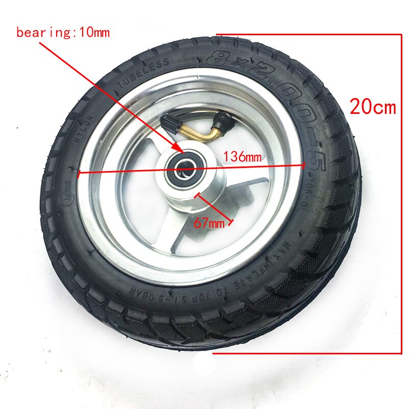 8x2.00-5 tubeless tyre and wheel hub kits for Modified Kugoo S3 electric scooter rear wheels 8x2.0-5 tire Pneumatic wheel: M10 wheel