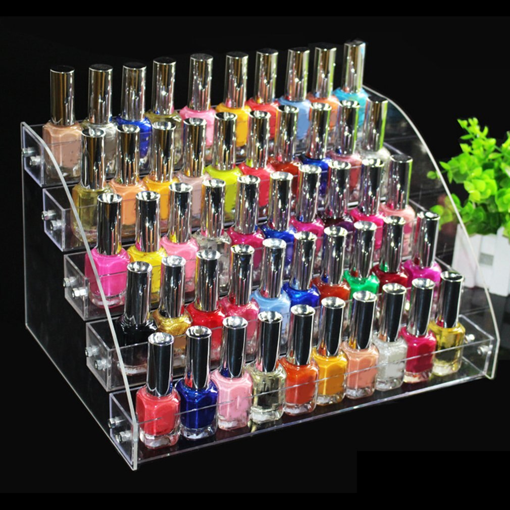 Acrylic Nail Polish Display Stand Multi-layer Plastic Transparent Frame Nail Shop Display Rack Lipstick Box Cosmetics Rack