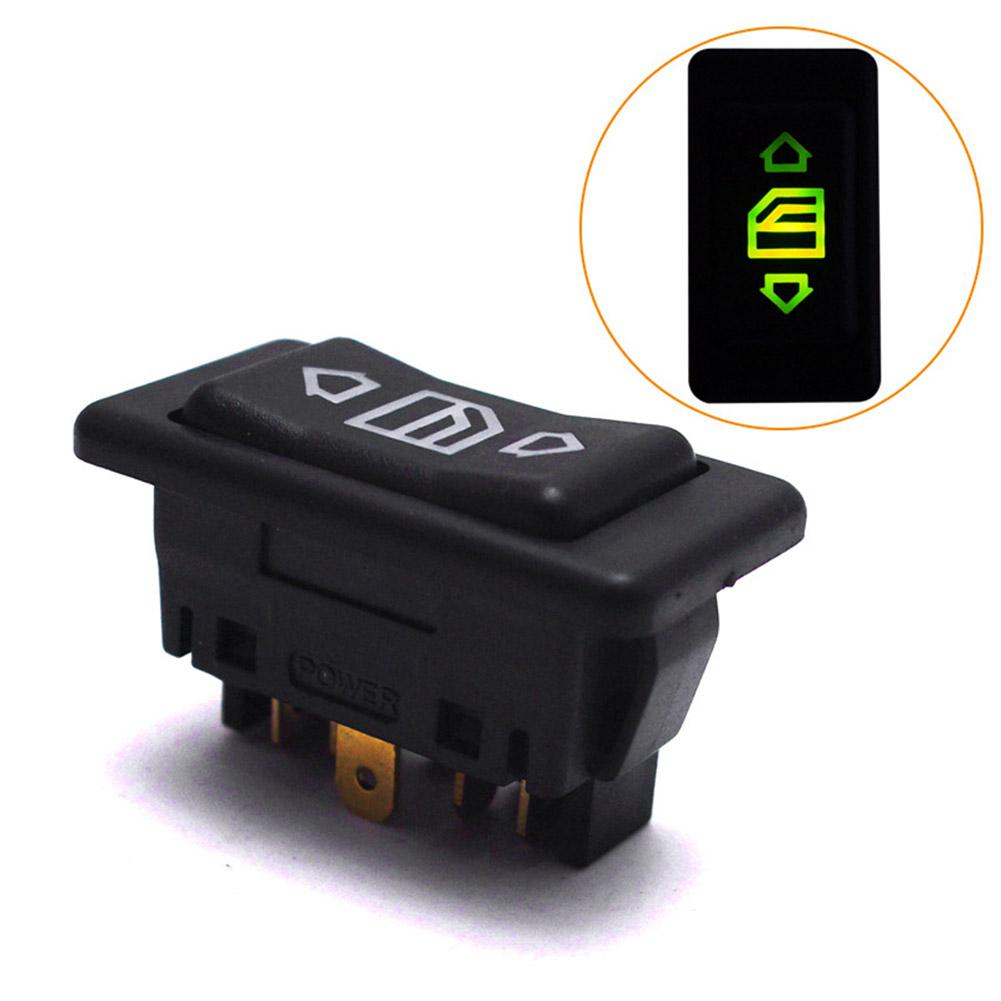 12V/24V 20A 6Pin Auto Electric Power Window Switch Button for All Autos with Green LED Light Car Button Switch: Default Title