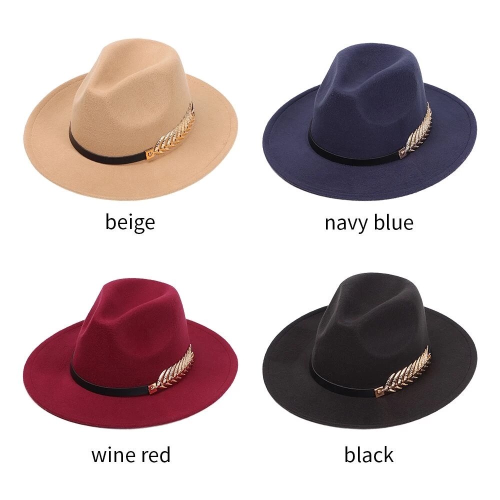 Fedoras Big Brim Hats For Women British Style Vintage Church Hats Lady Flat Brim Fedoras Autumn Winter Women Felt Decoration Hat