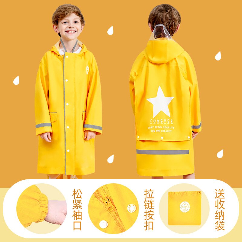 Elementary School Children Rain Coat Kids Macarons Child Rain Suit Waterproof and Windproof Child Rain Cover Soft and Breathable: Yellow