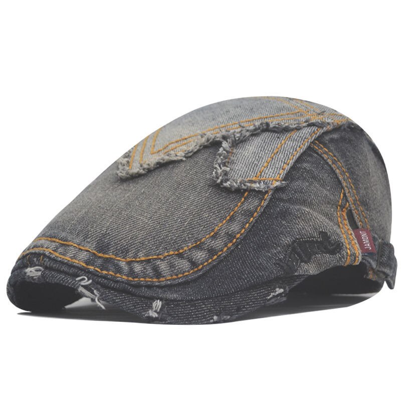 Gorras deshilachadas de tela vaquera para hombre y mujer, gorros de tela vaquera Deshilachados, estilo Retro clásico, costura, ropa de calle de , Unisex: Black