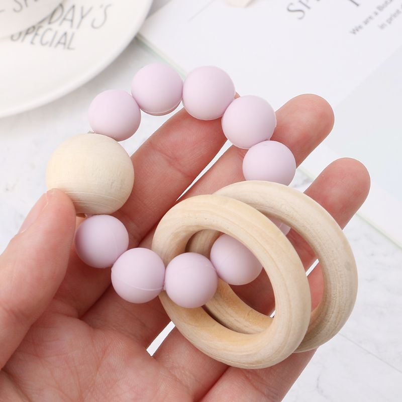 Bpa Gratis Baby Bijtring Siliconen Kralen Bijtring Pasgeboren Kinderziektes Speelgoed Armband Pijnbestrijding Hout Ringen Kauwen Bijtring Baby Benodigdheden
