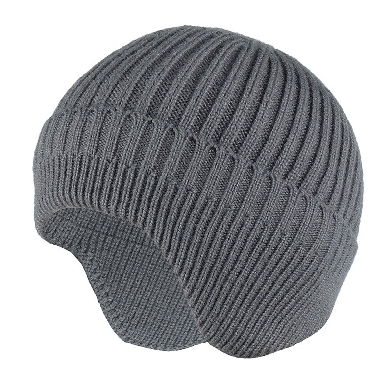 Gorros de invierno con protección para las orejas para hombre y mujer, gorro suave de lana , gorro clásico de punto con solapa para la oreja, gorro que cubre las orejas: Gris oscuro