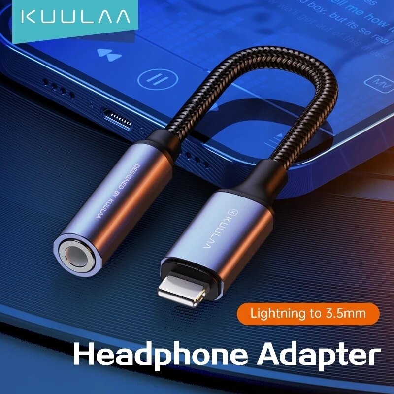 Kuulaa lightning  to 3.5mm jack hovedtelefonadapter aux kabel til iphone 13 12 11 pro max xs xr  x 8 plus ipad stik dispenser