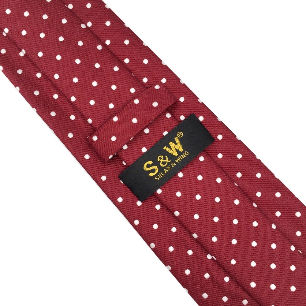 S15 Stippen Maroon Rood Wit Stropdassen Voor Mannen Zijde Bruiloft Stropdassen Extra Lange 63 &quot;160Cm Slanke Gravatas Mode