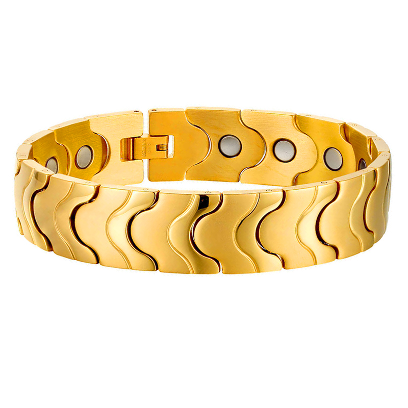 Männer&#39;s magnetisch Armband Hand Kette die Gesundheit Energie Armband Charme männlich Titan Pro Männer Schmuck Vater&#39;s: Gold-farbe