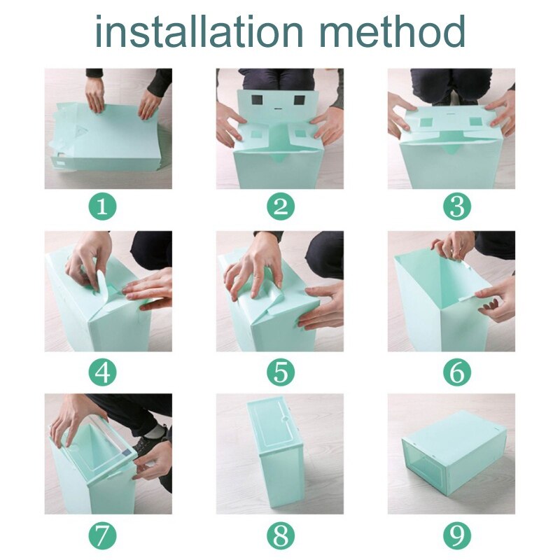 Clear Plastic Shoe Boxes Stackable Floding DIY Shoe Drawers Storage Container Organizers