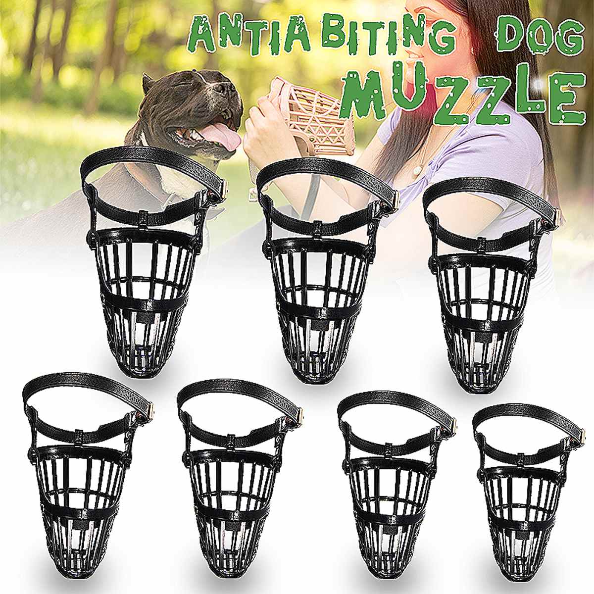 Verstelbare Pet Dog No Bite Plastic Mand Snuit Cage Mond Mesh Cover 7 Maten Hond Snuit