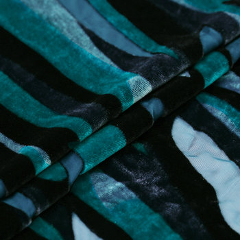 Printed burnout Silk Velvet Fabric for silk velour dress plant H1SV03: Green