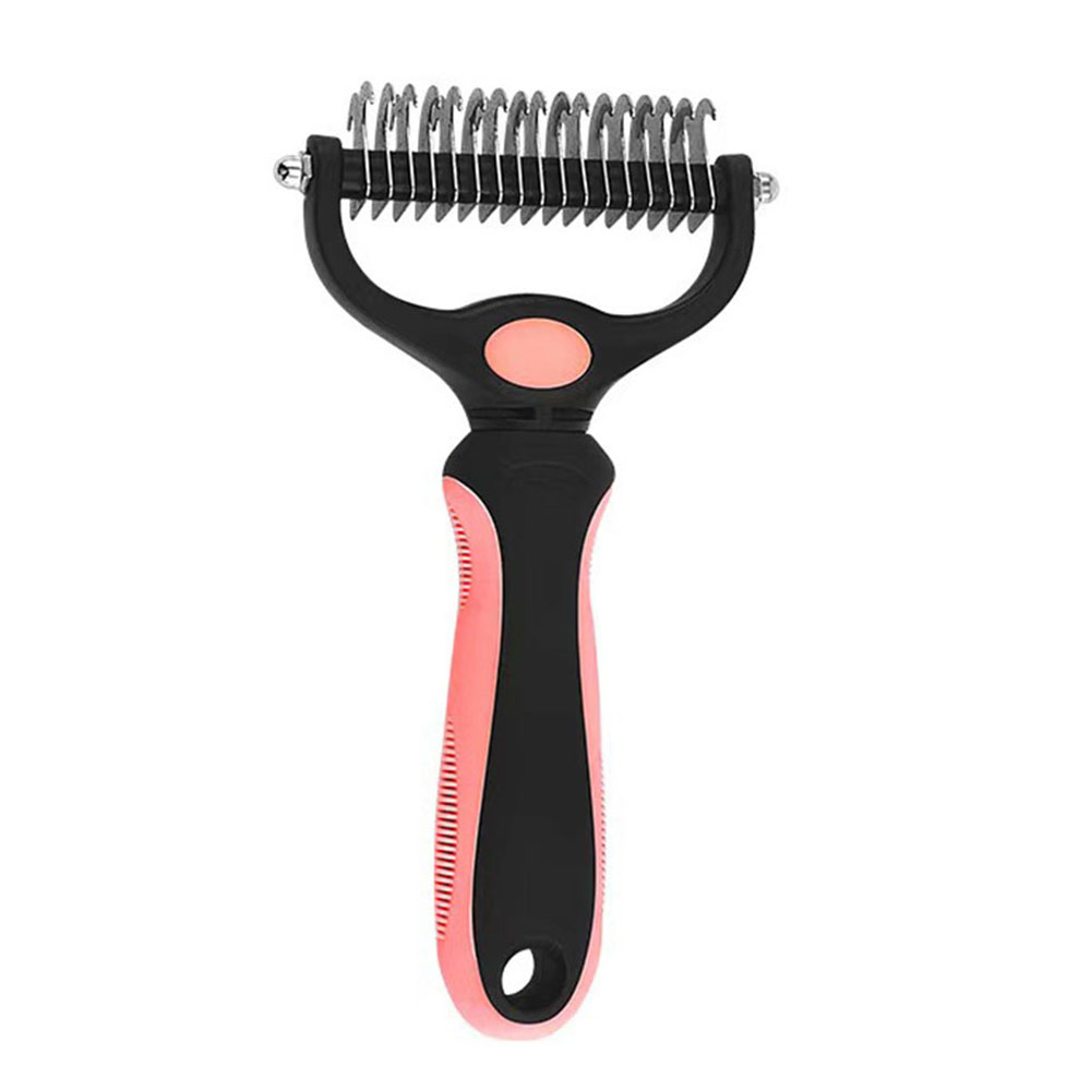 Cepillo para mascotas de 2 caras, rastrillo para capa inferior de perros y gatos, cepillo para perros, peine para Deshedding y Dematting, herramientas para perros: Rojo