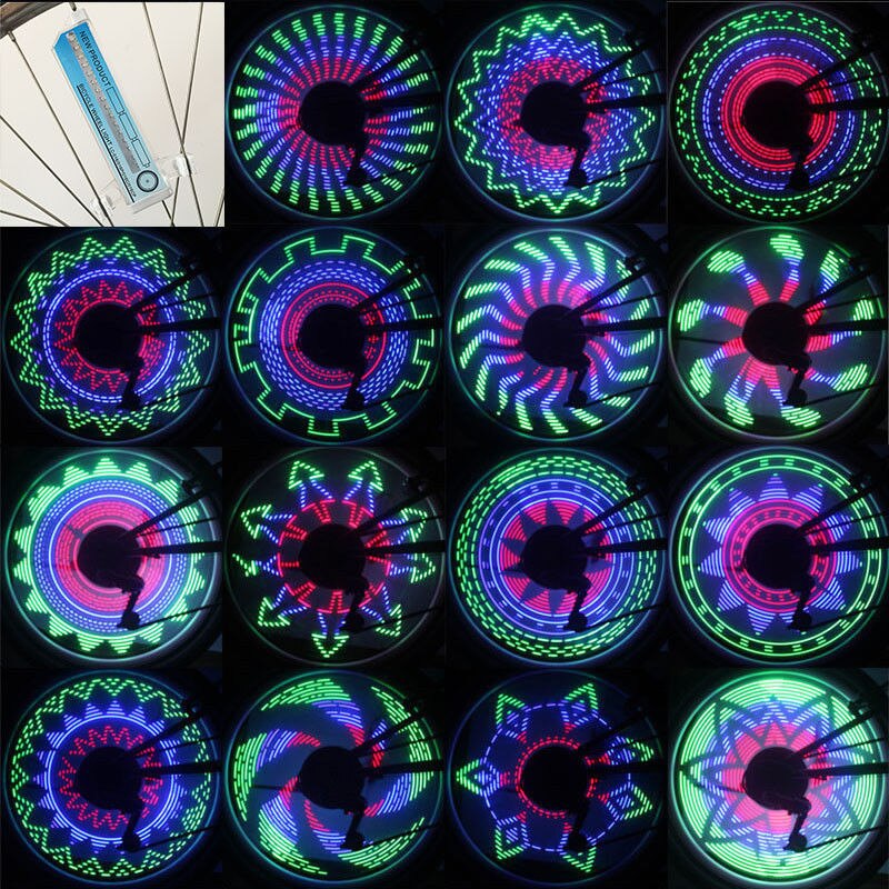 Bicycle Spoke Light Waterproof 32 LED Lights Display Bright Colorful Patterns Full Bicycle Cycling Wheel Change Spoke Light Lamp