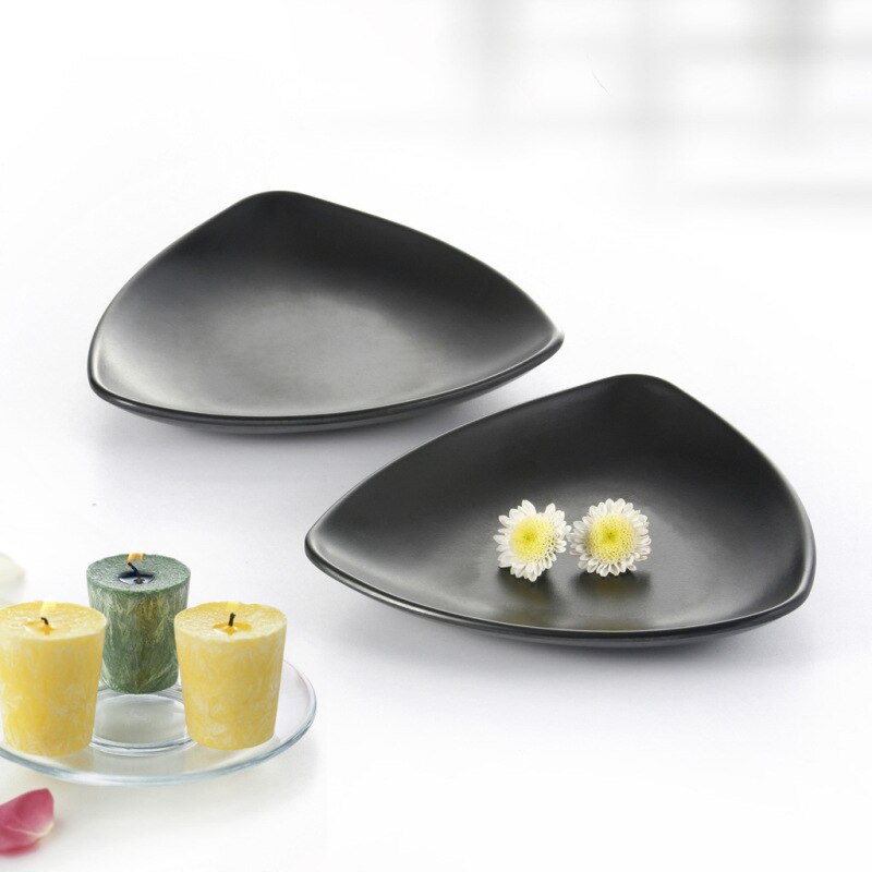 A5 Melamine Three Angle Plate Dinner Plate Black Frost Dinnerware Korean Style Japanese Snack Snack Food Dish Tableware