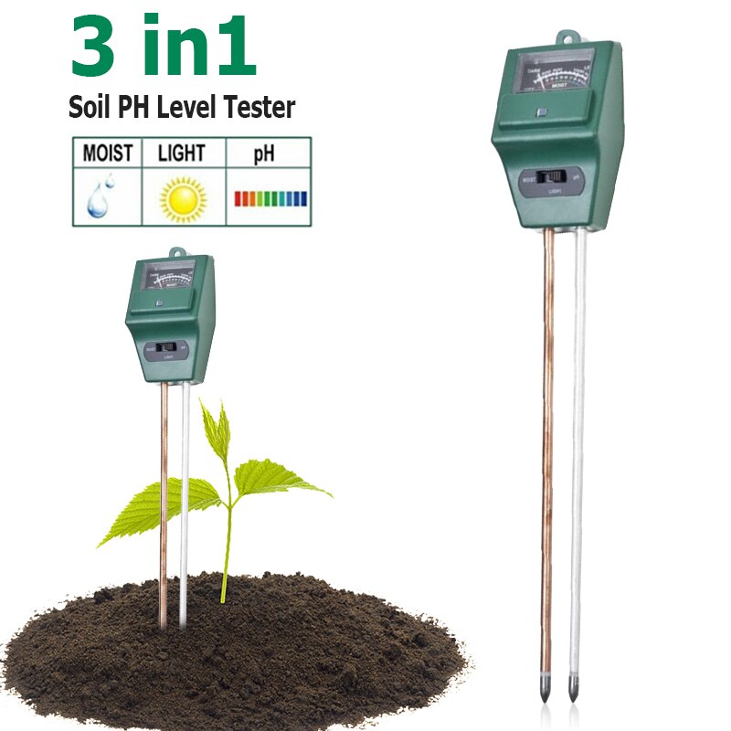 3 IN 1 Soil PH Meter Digital Soil Moisture Sunlight PH Meter Tester For Garden Soil Plant Flower Digital Analyzer Tester Tool