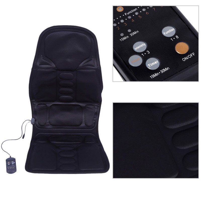 Electric Portable Heating Vibrating Back Massager Chair In Cussion Car Home Office Lumbar Neck Mattress Pain Relief