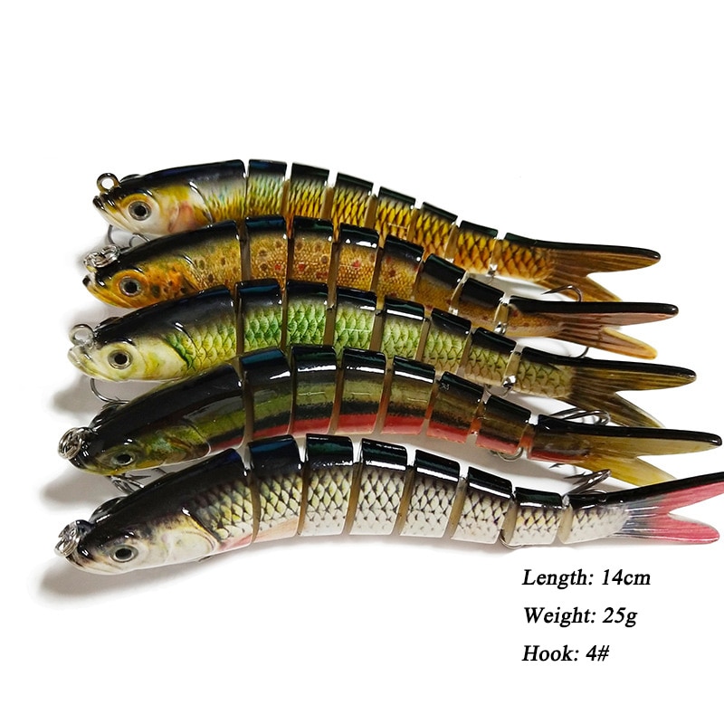 8 Section Fishing Lure 14cm 25g Multi Jointed Lures Bait Pike Sinking Wobblers Swimbait Fishing Tackle For Bass Isca Crankbait