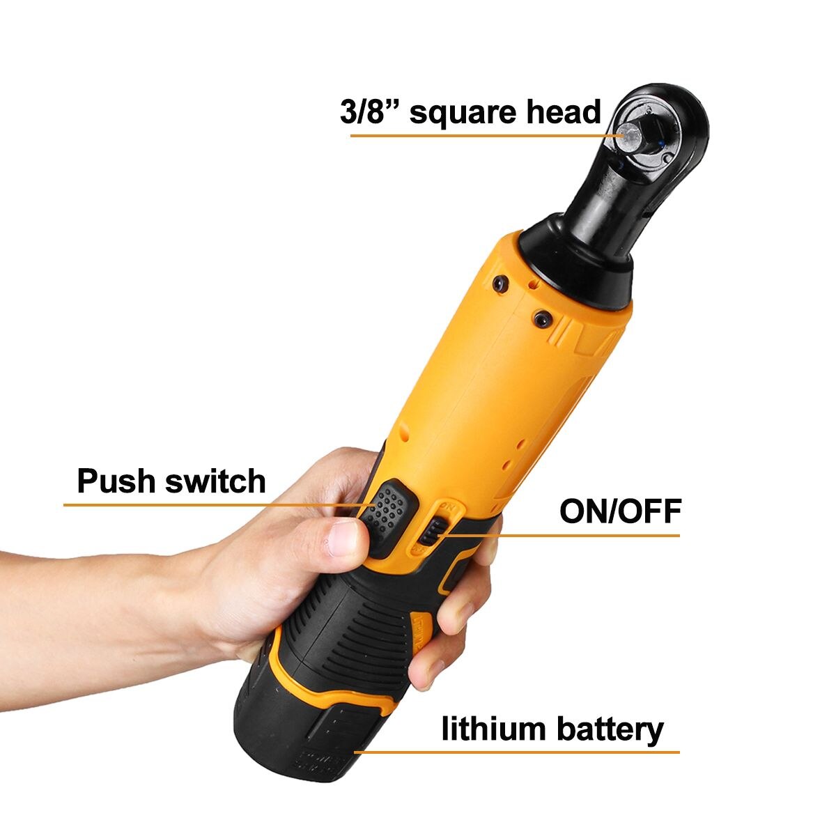 3/8" Electric Wrench Cordless Ratchet Battery 12V Rechargeable Scaffolding Cordless Angle Wrench Tools 45N.m
