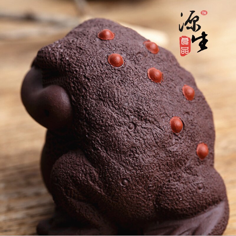 Morado Yixing arcilla mascota té tres patas oro sapo hecho a mano-boutique té jugar la ceremonia del té accesorios de juego de té suerte escultura
