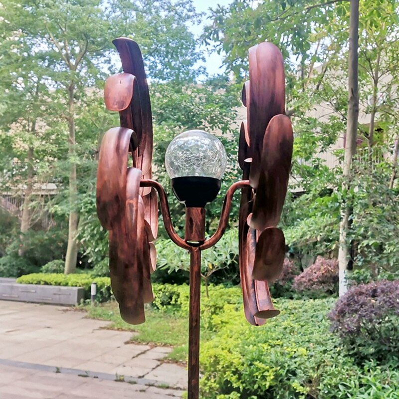 For Outdoor Park Courtyard Garden Grass Lawn Plug-in LED Light Solar Windmill Lawn Garden Decoration Wind Turntable A