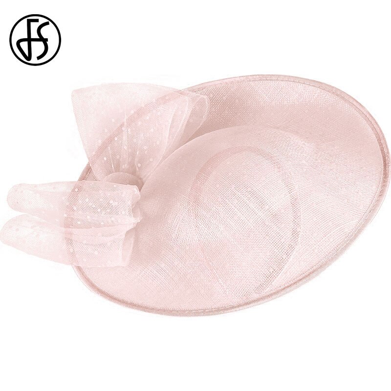 Sombrero de pastillero de lino rosa para mujer, sombreros de boda real, vestido Derby Sinamay, sombreros de cóctel