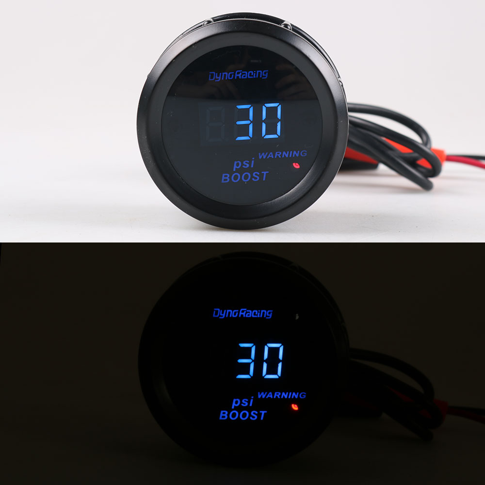 Dynoracing 2&#39;&#39; 52MM Turbo Boost gauge -14~30PSI Blue Digital Led Turbo Boost Meter sensor BX101461