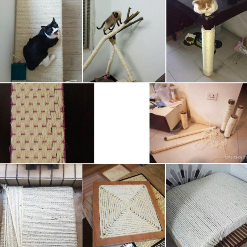 Cuerda Sisal Natural para rascador para gato de 3/5M, juguetes para hacer bricolaje, escritorio, silla, patas, cuerda para atar Material para gato, afilar garra