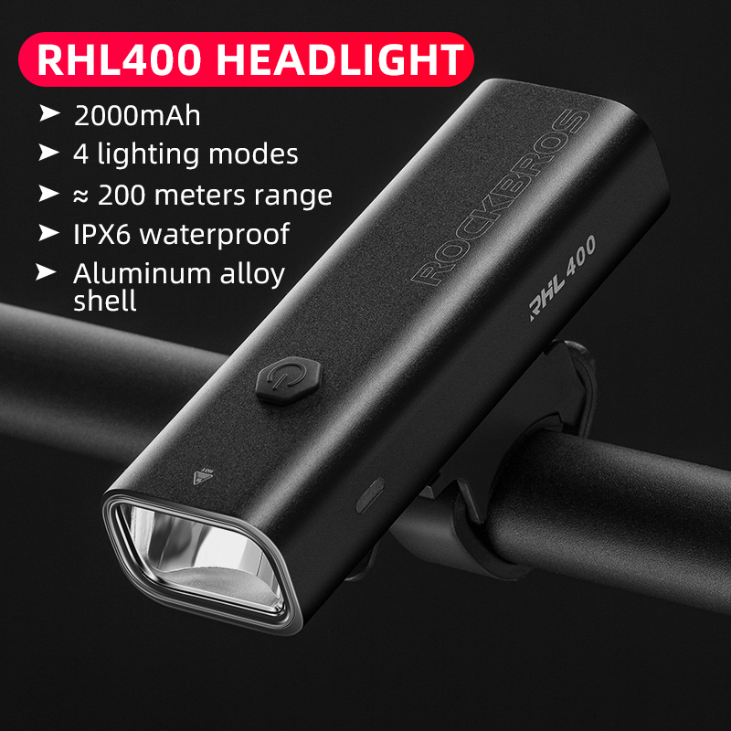 ROCKBROS Fahrrad Licht Regendicht Typ-C Ladung LED 2000mAh MTB Vorderseite Lampe Scheinwerfer Aluminium Ultraleicht Taschenlampe Fahrrad Licht: Lila