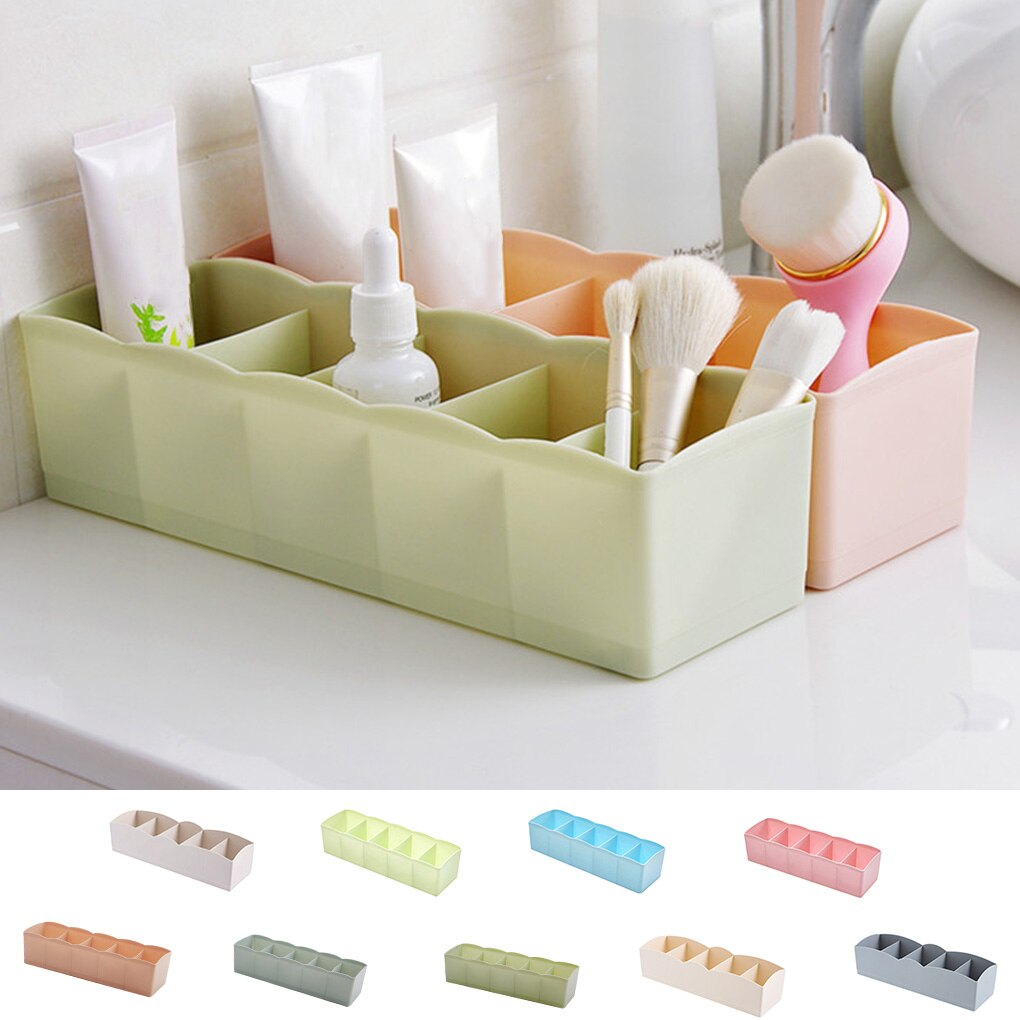 Caja de almacenamiento de artículos pequeños, caja de almacenamiento de 5 celdas de plástico para sujetar calcetines, organizador de cajones, divisor de cosméticos, accesorios para el hogar