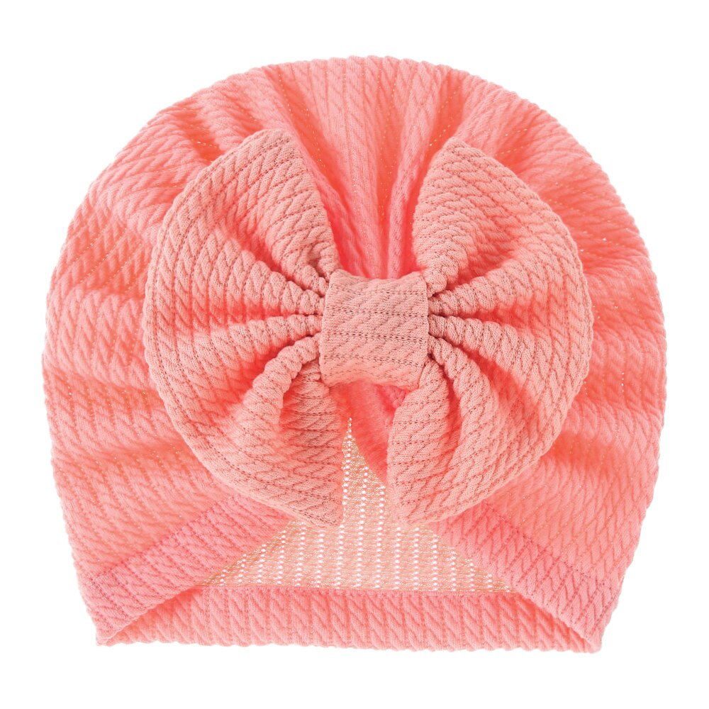 Chapeau Turban élastique pour bébé fille, en coton doux, avec nœud papillon, couleur unie, pour -né, printemps
